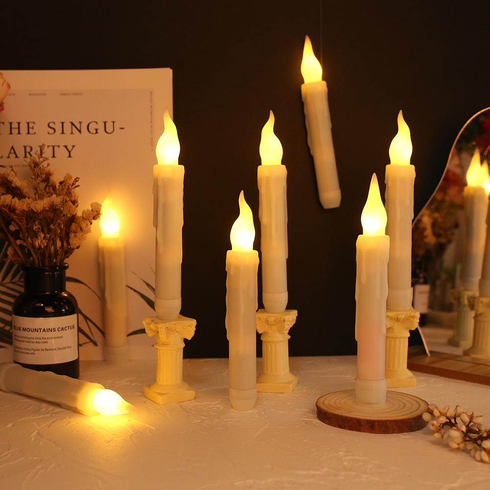 Pack of 12/24pcs LED Floating Taper Candles with Remote Flameless Flickering Hanging Candle Light for Home Christmas Party Decor