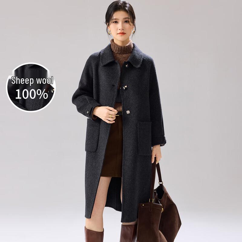 Women s 100% Lamb Wool Double-Sided Long Winter Coat M