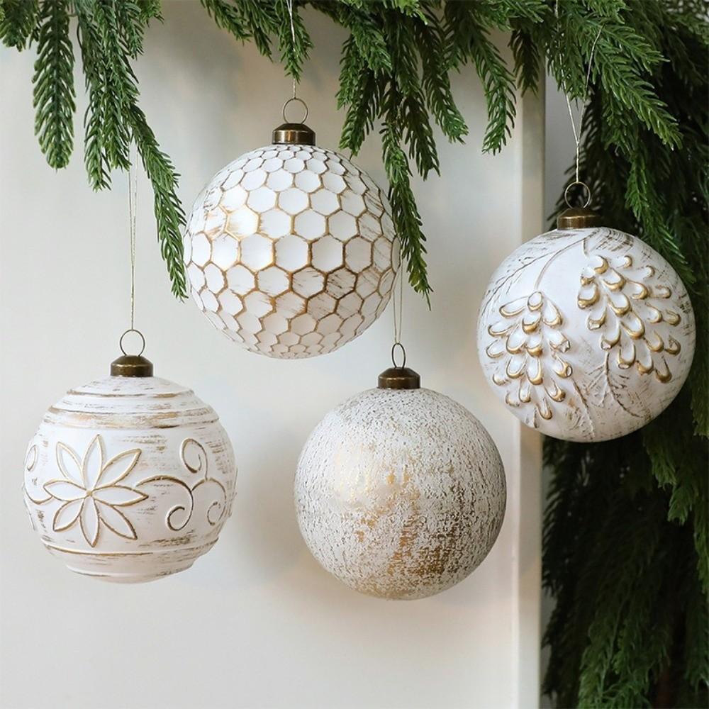 12pcs 8cm Christmas Hanging Balls Vintage Xmas Tree Decoration Christmas Baubles Home Decor