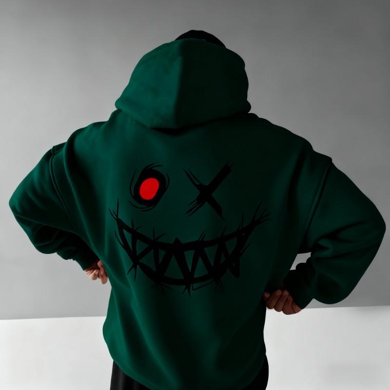 Men's Trendy Fall/Winter Evil Smile Hooded Sweatshirt Comfortable and Loose Fit Sweater