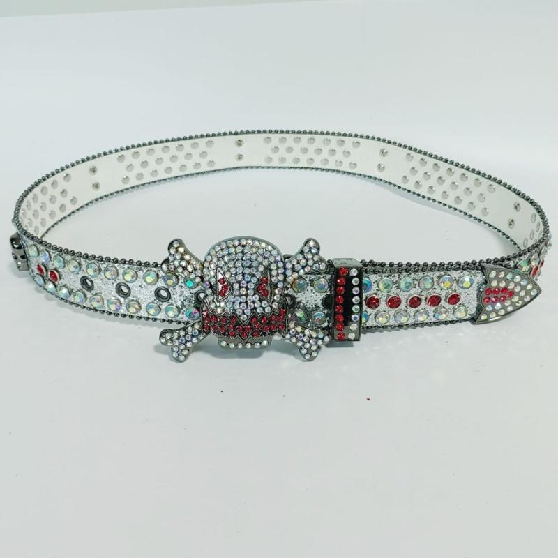 Harajuku Waist Belt Shinning Rhinestone Buckle Belts for Woman Men Rhinestone Skull Decor Waist Strap for Jeans Dress