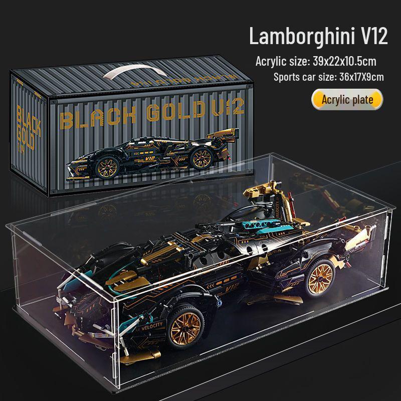 

V12 Черное Золото Ламбо Черный Воин Радиоуправляемая Кибер Спортивная Модель Автомобиля - Развивающий Конструктор Подарок для Мальчиков