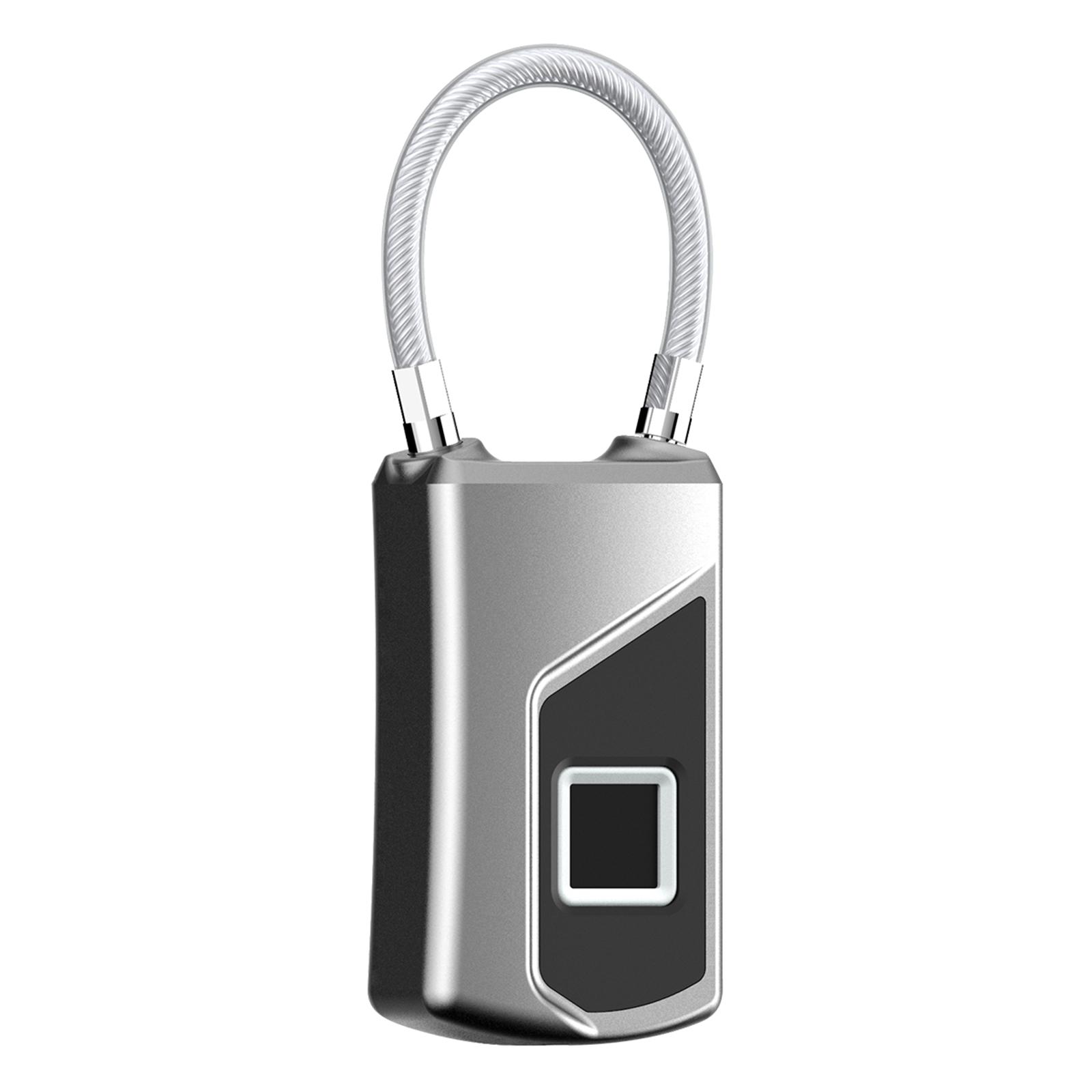 

L1 Smart Biometric Fingerprint Lock Usb Rechargeable Anti theft Security Padlock Waterproof For Luggage Case Door silver grey