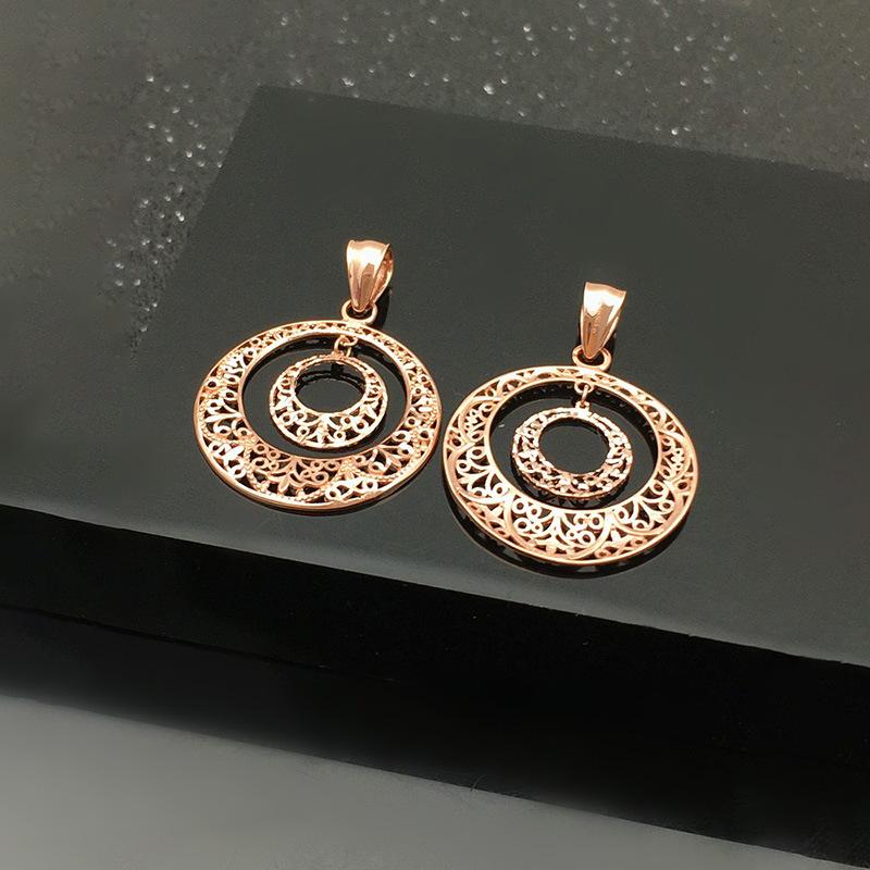 Exquisite Russian 585 Purple Gold Fashion Smart Flower Pendant Rose Gold Plated Hollow Safety Buckle Pendant