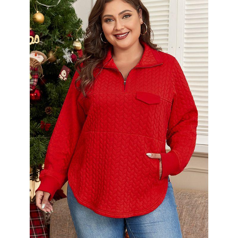 American Shiying Plus Size Half Zipper Pullover Knitwear Female 2025 Winter New Arrival Pure Color Hoodless Sweater Female