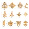 6Pcs Stainless Steel Clover Cherry Leaf Butterfly Charms Rhinestone Pendants for Bracelet Necklace Earring Jewelry Making
