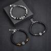 Stainless Steel Cross Mens Bracelet With Geometric Design And Volcanic Stones For Travel Gift