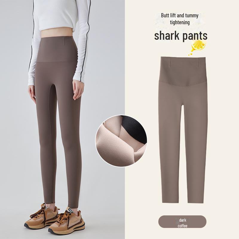 2024 New High-Waist Gray Velvet-Lined Women's Yoga Leggings: Warm Autumn/Winter Wear