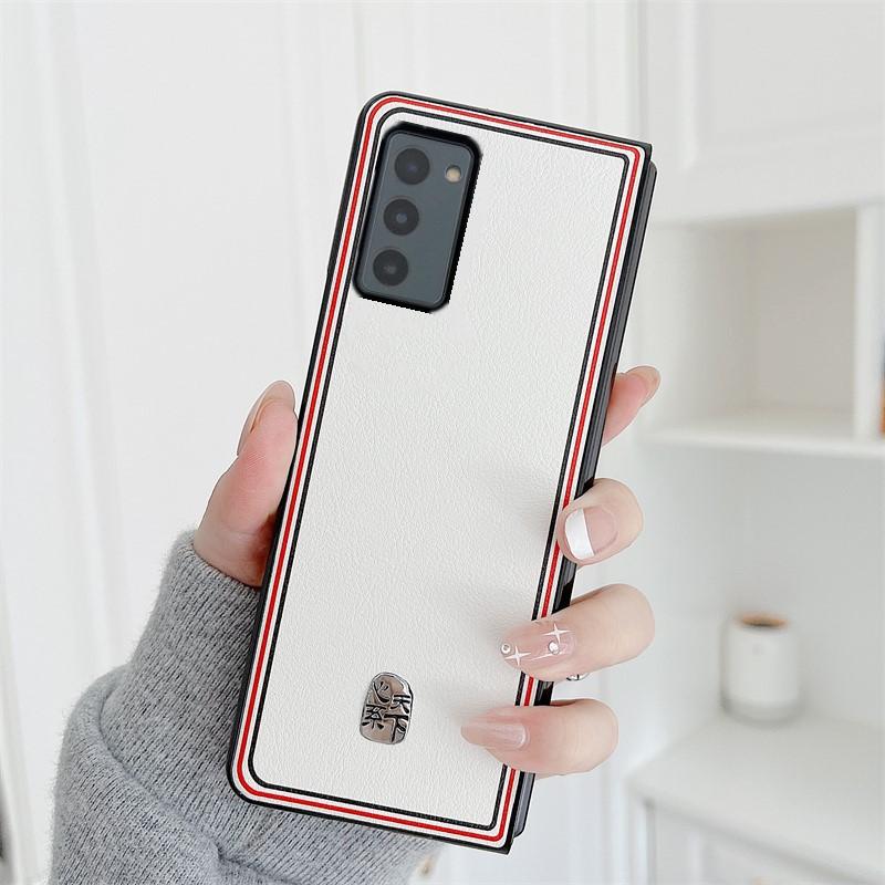 Moda Ortak Adı Lychee Kılıf Samsung Galaxy Z Fold 2 W21 Kapak Anti-Knock Lüks Deri + Pc Kılıfları Fold2 için