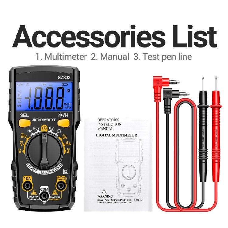 Handheld Digital Multimeter Digital Backlights Ammeter Voltmeter Ohm Voltages Tester Meter for Electrican