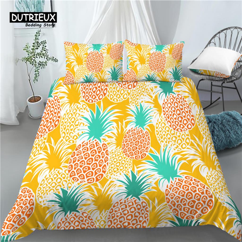 

Comforter Home Living Luxury 3D Pineapple Print 2/3Pcs Comfortable Bedding Sets Eu/Us/Au Size Comforter (quilt)-EU Single(135*200cm)3pcs