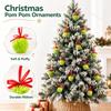 10-Piece Christmas Tree Ornaments Set with Green Pom Poms, Hanging Holiday Decorations for Party and Home