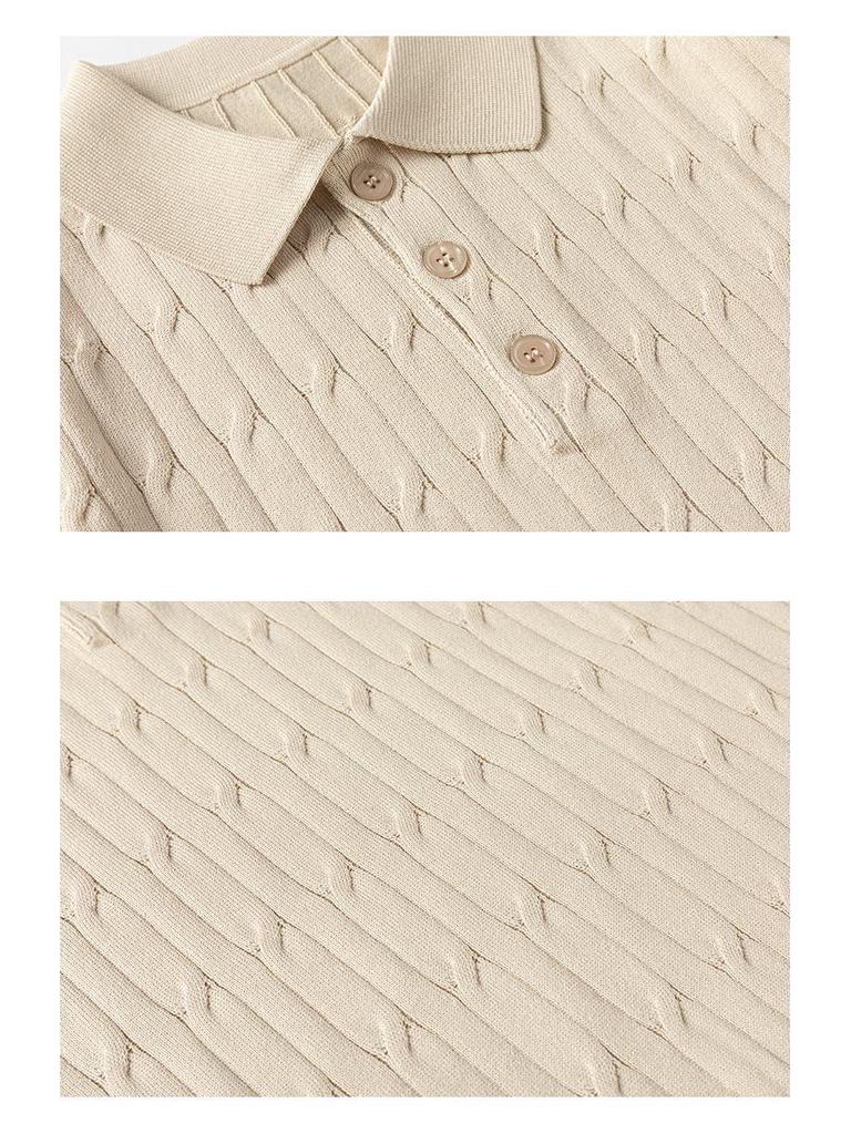 Summer 2026 Men's Loose Japanese Style Knitwear - Short Sleeve Trendy Design