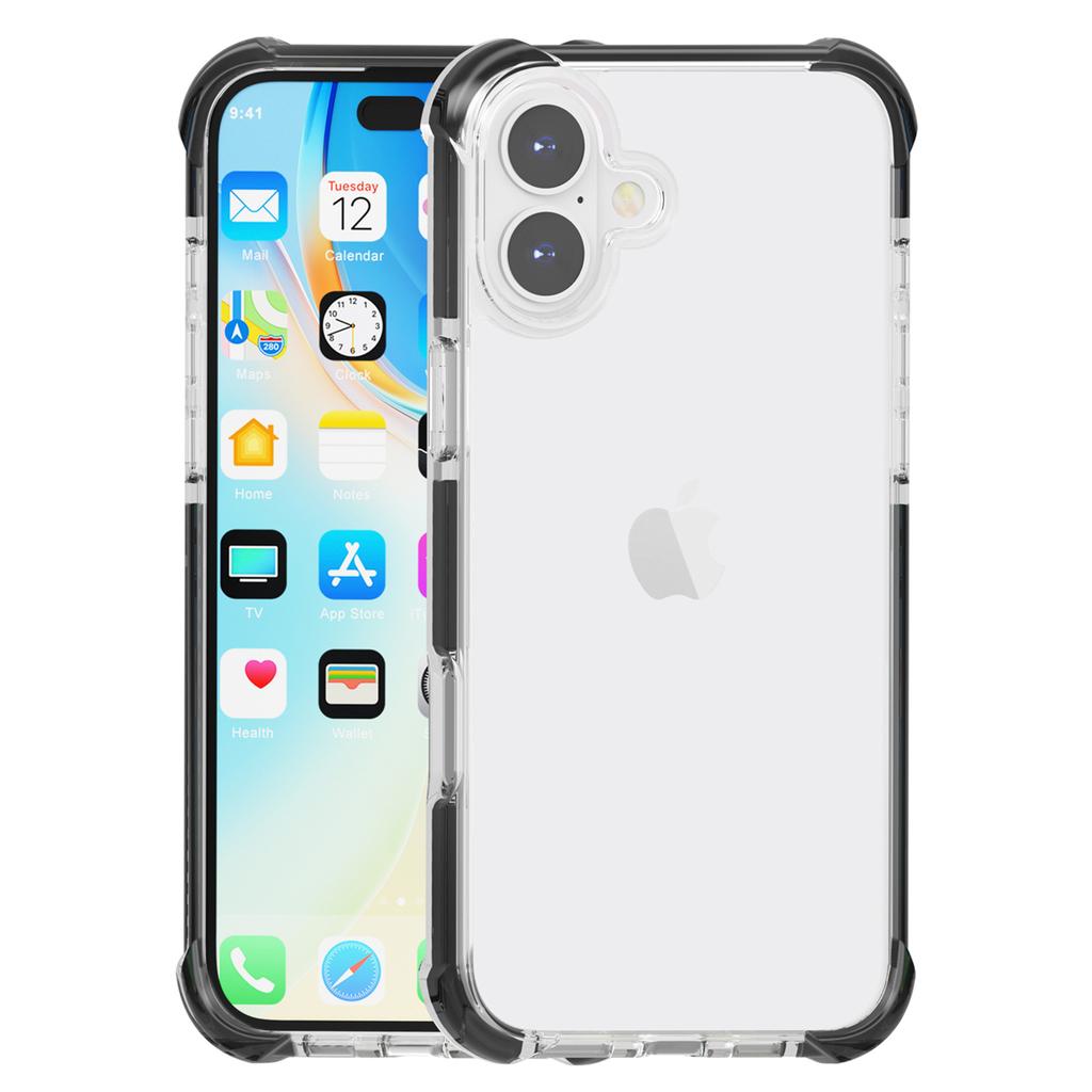 Etui na iPhone 16 Cztery Narożniki Odporne na Upadki Przezroczyste TPU + TPE + PC Pokrowiec na Telefon