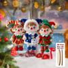 12/24Pcs Colorful Christmas Doll Pendants 2D Printed Wooden Ornaments Courtyard And Festival Party Decorations