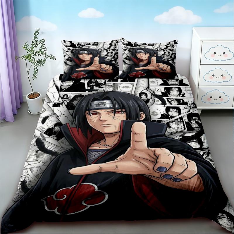 Kids 3pcs Duvet Cover Naruto Cartoon Anime Bedding Set Comfortable Breathable Quilt Cover Queen King Full Bedroom Decor