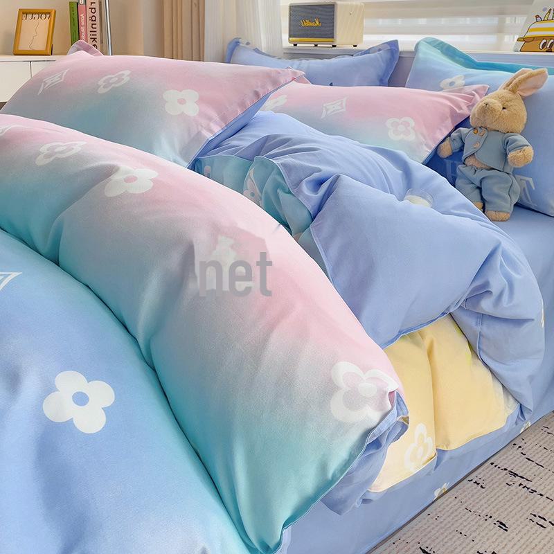 Fresh Literary Style Glutinous Cotton Bedding Set - Four-Piece Set for Dormitory or Home