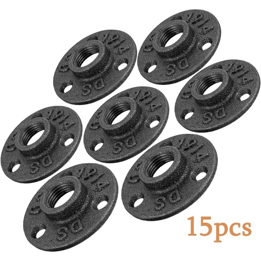 

15pcs 1/2 Floor Flange Home Malleable Iron Pipe Fittings for Industrial Vintage Style Flanges with Threaded Hole 15pcs