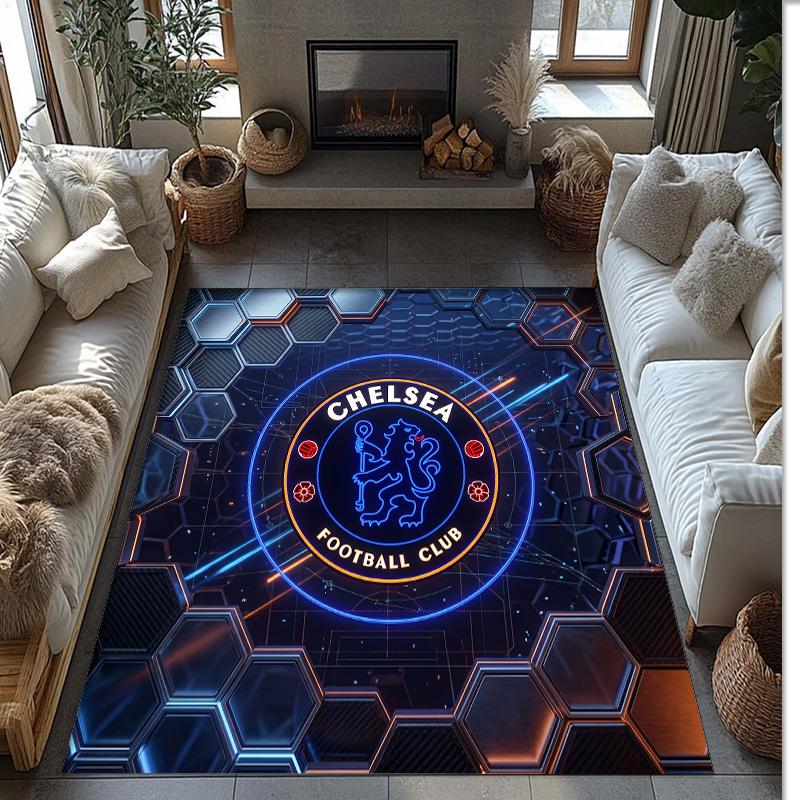 Chelsea FC bedruckter Flanell-Teppich rutschfest weicher Polyester-Bodenbelag Indoor Dekorationsmatte für Schlafzimmer Wohnzimmer Sofa Spielzimmer Heimdekoration