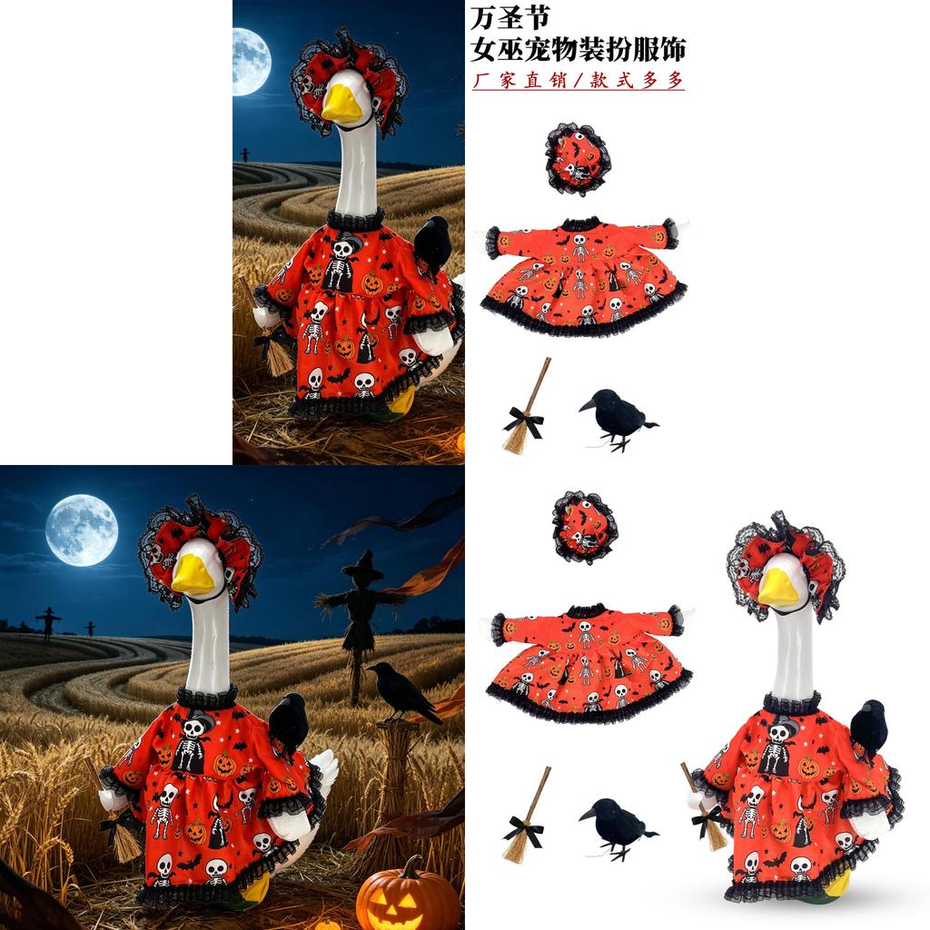 Halloween Porch Goose Costume With Lace Dress For Festive Dress Up