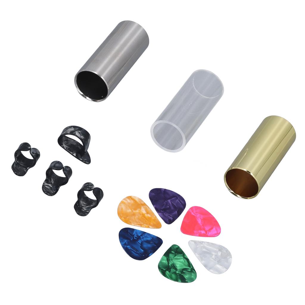 Zestaw Slide do Gitary Stal Nierdzewna Akryl Mosiądz z Kostkami na Kciuk i Palce Zamiennik do Gitary Akustycznej