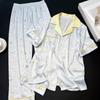 Spring And Summer Wind Floral Simulation Silk Pajamas Women'S Short-Sleeved Trousers Can Be Worn Outside Loungewear