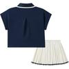Children Aged 3 7 Years Old New Balance Skirt Set Navy Blue 2SF23122-NV