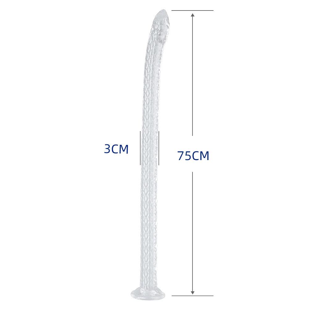 1-Meter Transparent Soft Snake Whip Anal Plug with Pull Beads