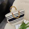 Temperament Popular Woven Women's Bags New Fashion Bags Splicing Shoulder Large Capacity Bamboo Handbag