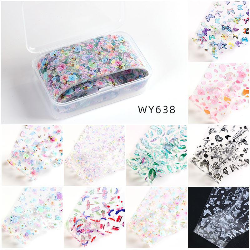 

10 шт./кор. 4*50 см фольга для ногтей Butterflyl цветок переводные наклейки для ногтей наклейки для украшения дизайна ногтей