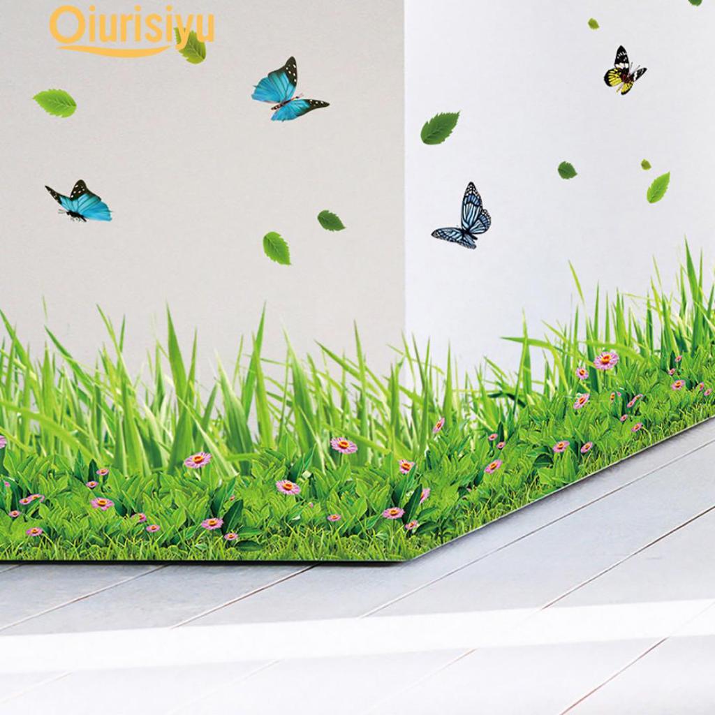 Yeşil çim kelebek çiçek süpürgelik PVC Duvar Sticker online alışveriş Yeşil çim kelebek çiçek süpürgelik PVC Duvar Sticker online alışveriş