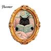 Seasonal Fridge Ornaments 1/6Pcs Halloween Oval Frame Magnet, Wooden Vintage Bulletin Board Magnets Refrigerator Kitchen Decoration Accessories, Party