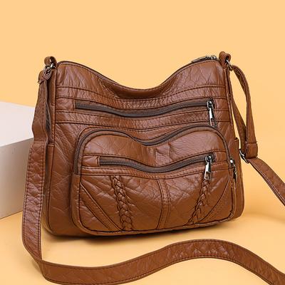 Fashionable Crossbody Single-shoulder Bag, PU Retro Color Goddess Tote Bag