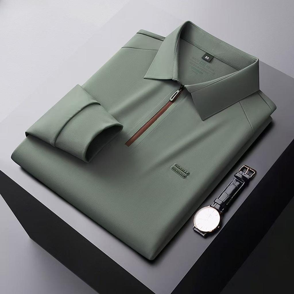 TrendHub Men's Autumn Winter Half-zip Seamless T-shirt  Men's Solid Color All-match