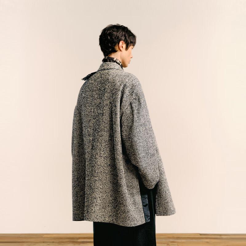 Suxie Men's 2024 Winter Peak Lapel Long Wool Blend Overcoat