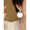 925 Silver Needle Light Luxury Exaggerated Earrings European and American Style Round Sequin Large Hoop Earrings Unique Fashion High-End Earrings
