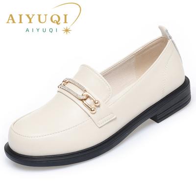 Mode AIYUQI Schoenen Loafer Vrouwen Echt Leer 2025 Lente Nieuw Plus Size 41 42 43 Instappers Vrouwenschoenen Glanzend Antislip Damesschoenen