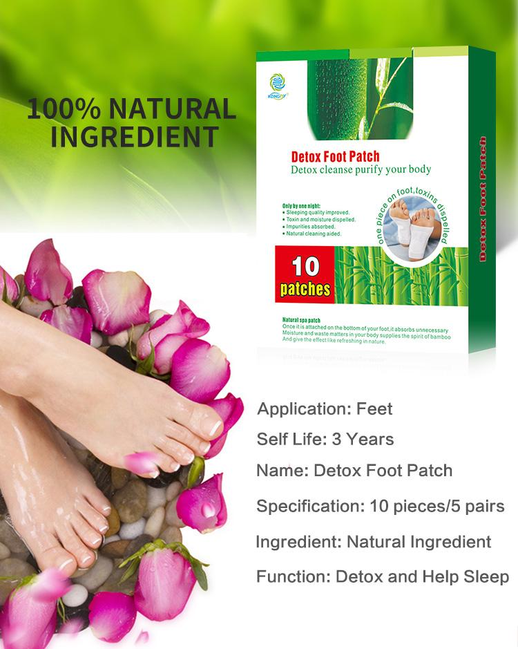 KONGDY Health Care 10 Stück = Box Bambusessig Detox-Fußpflaster Selbstklebende Detox-Fußpolster verbessern die Schlafqualität Schönheitspflaster