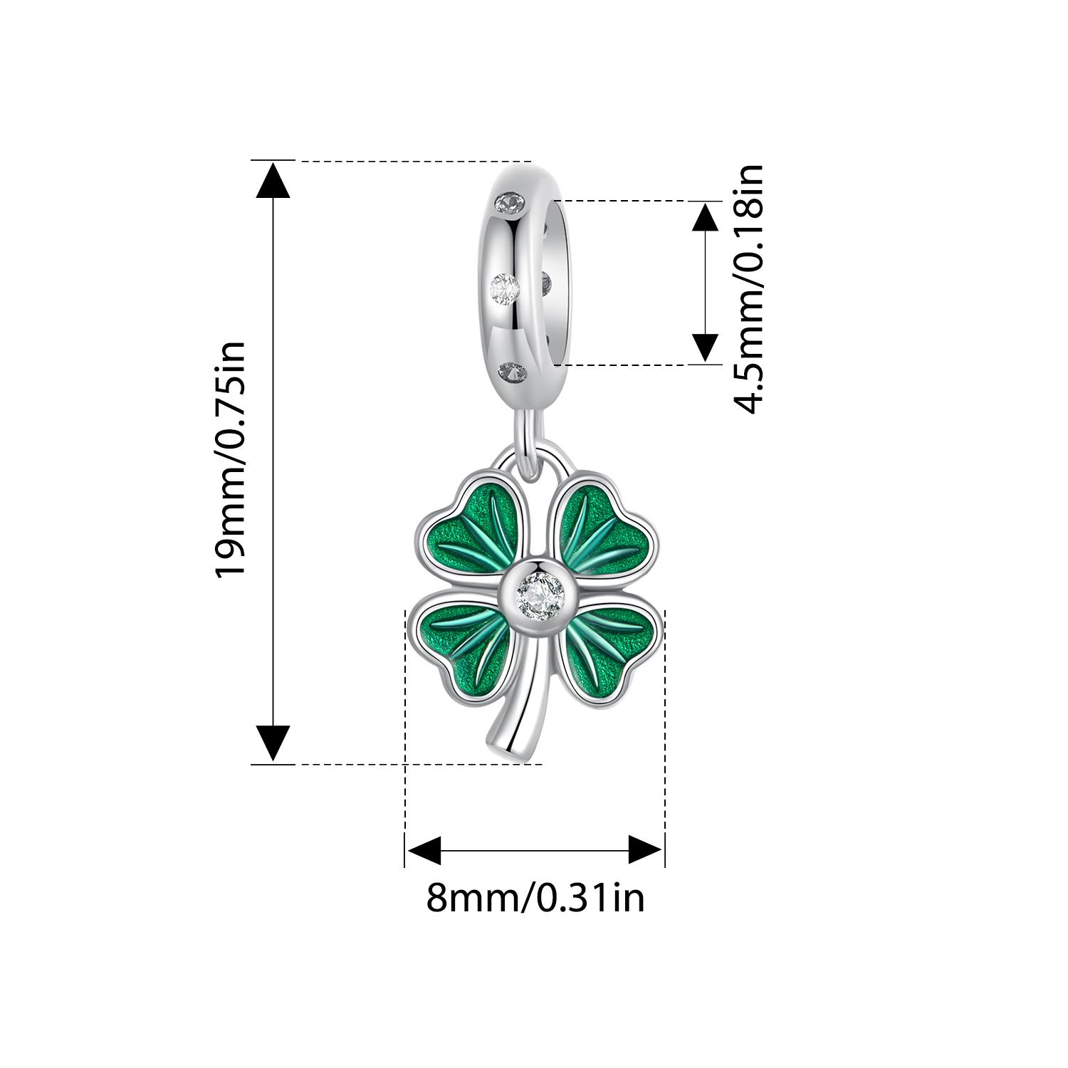 

BAMOER 925 пробы стерлингового серебра бусины с четырьмя листочками клевера с зеленой эмалью подходят для европейских браслетов своими руками манго/кактус/фламинго SCC2832