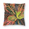 Coral Croton Tropical Plant Leaves Square Pillowcase Polyester Linen Velvet Pattern Zip Decorative Sofa Cushion Cover X