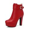 High Heels Women Ankle Boots Side Zip Fall Winter Platform Ladies Boots Large Size Fashion Shoes Black Beige Buckle Short Botas