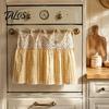 Dustproof Oven Handle Protector Farmhouse Stove Skirt, Plaid Crochet Lace Curtain, Rustic Kitchen Cabinet Decoration Skirt Curtain with Ties