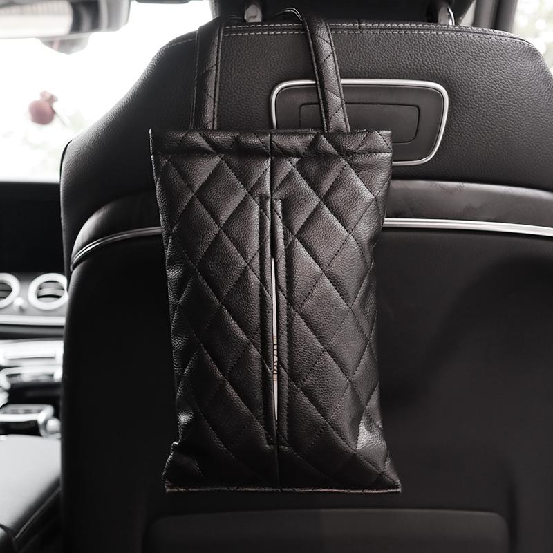 Fashion Silk Ribbon Bowknot Car Back Seat Headrest Tissue Holder Auto Hanging Paper Towel Bag Cover Styling Car Accessories
