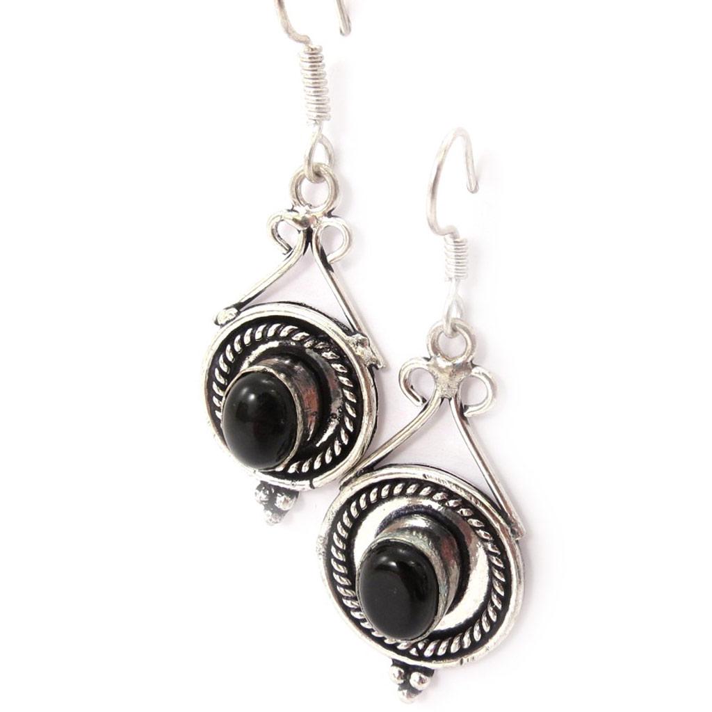 Les Trésors De Lily [J7173] - Black 'Kilimanjaro' Designer Earrings