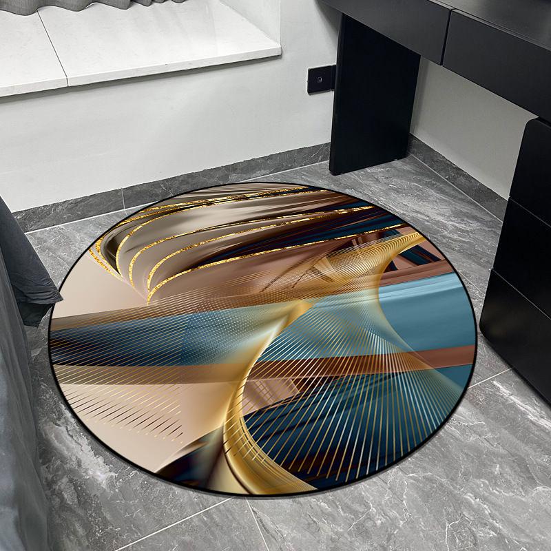 Tapis Rond Style Luxe Salon Décoration Maison Chambre à Coucher Tapis Rond Grande Surface Vestiaire Lavable Antidérapant Tapis de Sol Personnalisable