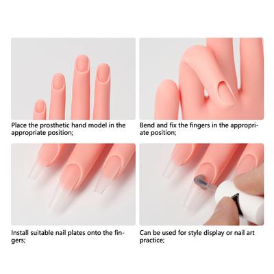 Practice Left Hand Model Tool With Joints Removable Rubber Fake Hand Flexible Can Insert Fake Nails Nail Art Display Manicure