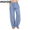 IHUASU 10Color Women's Fashion Casual Solid Color Print  Pants & Capris