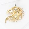 Luxury Glossy Horse Head Brooches for Women Zodiac Animal Pins Casual Party Accessories New Year Gifts Friends