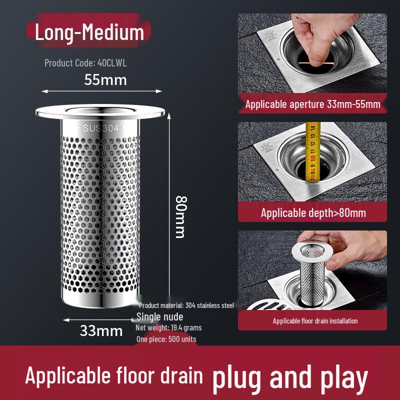 304 Stainless Steel Anti-Clog Floor Drain Cover for Bathroom & Kitchen