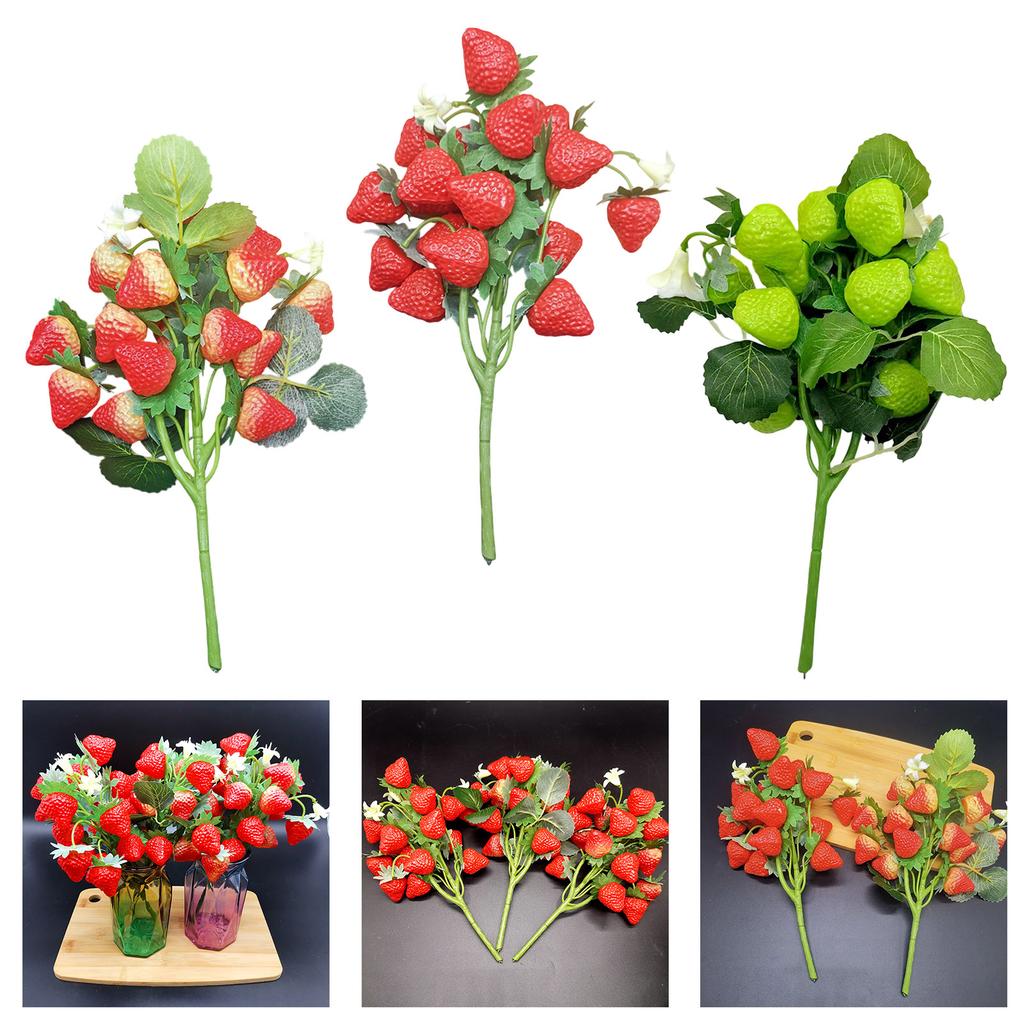 Artificial Strawberry Fruit Branch Realistic Home Decors For Party Wedding Table Centerpiece Year Round Decoration